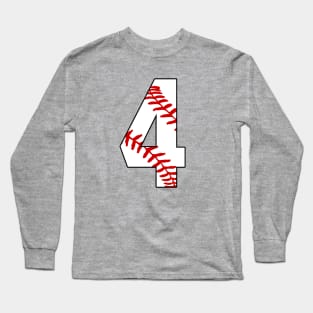 Baseball Number 4 #4 Baseball Shirt Jersey Favorite Player Biggest Fan Long Sleeve T-Shirt